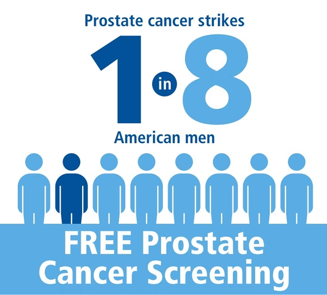 Prostate cancer awareness and free screening promotion.